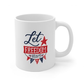 White Coffee Mug - Let Freedom Bling 4th of July