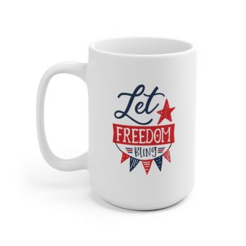 White Coffee Mug - Let Freedom Bling 4th of July