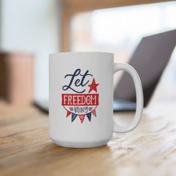 White Coffee Mug - Let Freedom Bling 4th of July