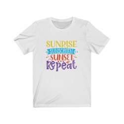 Adult Short Sleeve Tee T-Shirt Unisex - Sunrise Sunscreen Sunset Repeat