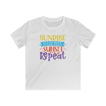 Kids T-Shirt Youth Softstyle - Sunrise Sunscreen Sunset Repeat