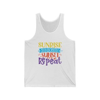 Adult Unisex Jersey Tank Shirt Top - Sunrise Sunscreen Sunset Repeat