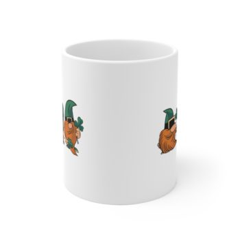 White Coffee Mug - Gnomes with Clover Leaves - Image 2