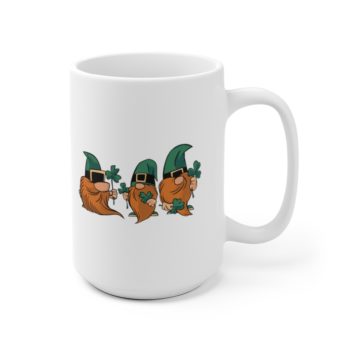 White Coffee Mug - Gnomes with Clover Leaves - Image 6