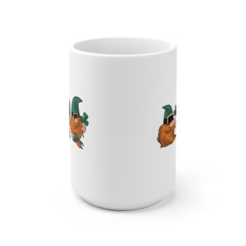 White Coffee Mug - Gnomes with Clover Leaves - Image 5