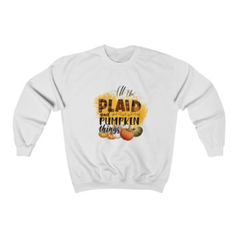 Adult Sweatshirt Unisex Heavy Blend - All the Plaid and Pumpkin Things